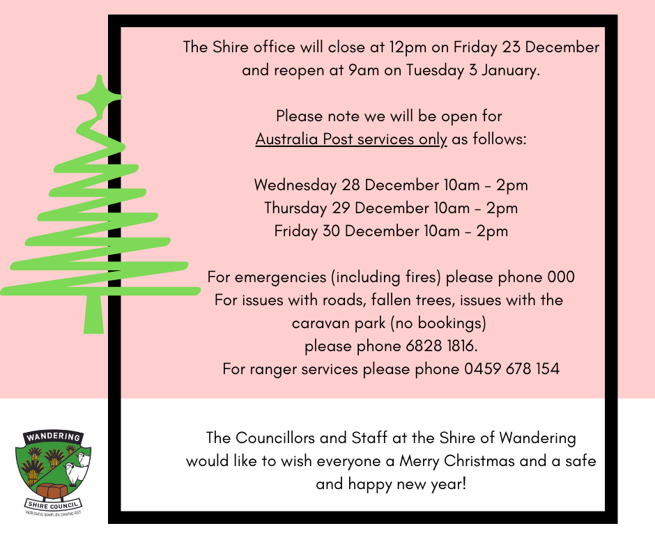Shire Opening Hours Christmas / New Year 2022